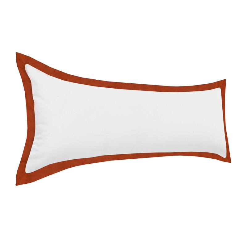 HomeRoots 14" X 36" White And Red 100% Cotton Geometric Zippered Pillow