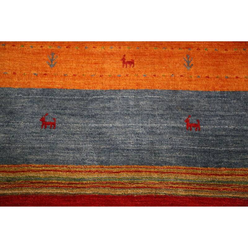 Hand Knotted Oriental 100% Wool Carpet Tribal Animal Pictorial Multi-Colored Gabbeh Area Rug - 9' 9'' X 6' 5''