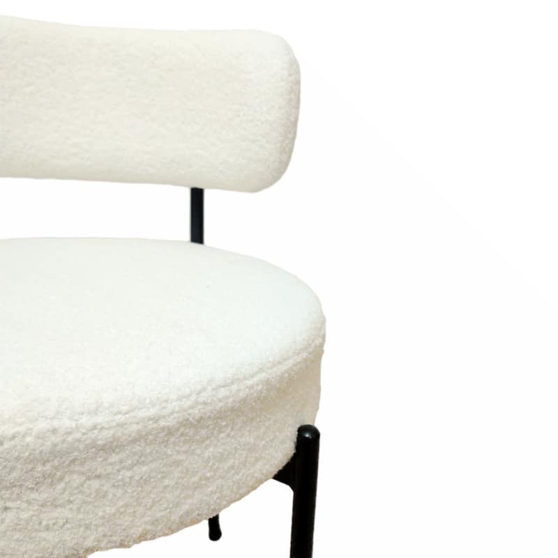White Dining Chairs Set of 4, Mid-Century Modern Dining Chairs with Black Metal Legs