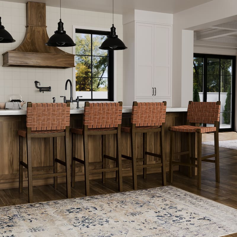 Maven Lane Noah Kitchen Dining Stool with Vegan Leather