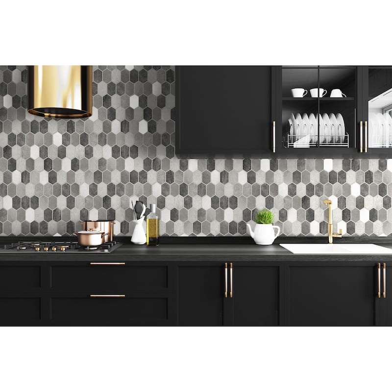 NextWall Brushed Hex Tile Peel and Stick Wallpaper