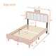 preview thumbnail 3 of 14, Cute Princess Bed Upholstered Platform Bed with Headboard, Unique Princess Design Bed Frame with Bow-Knot & Metal Leg