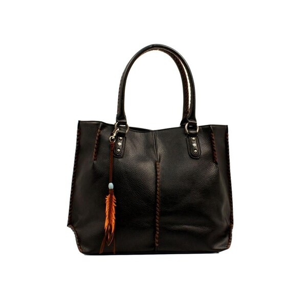 Winn International Leather Tote Bag Handbag with Three Compartments