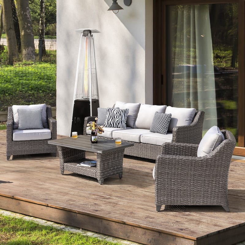 Outdoor 48,000 BTU Pyramid Propane Gas Patio Heater with Wheels, Glass Tube, Black