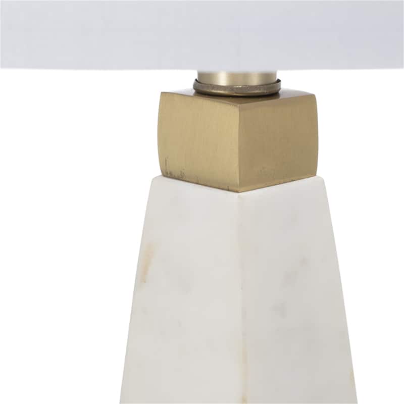 D15x26" White and Gold Thin Pyramid Table Lamp with Drum Shade