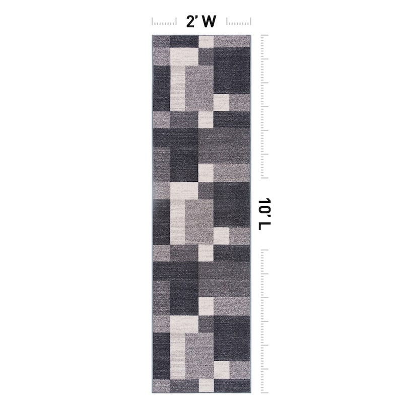 World Rug Gallery Modern Boxes Design Non-slip (Non-skid) Area Rug