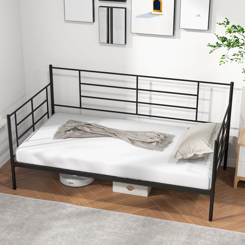 Twin Metal Daybed Frame with Armrests Modern Sofa Design