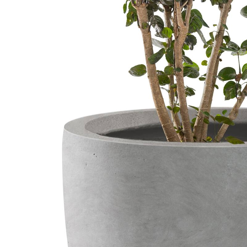 Kante Large Concrete Round Planters (Set of 3), Outdoor/Indoor, Modern, Lightweight, Weather Resistant (Slate Gray)