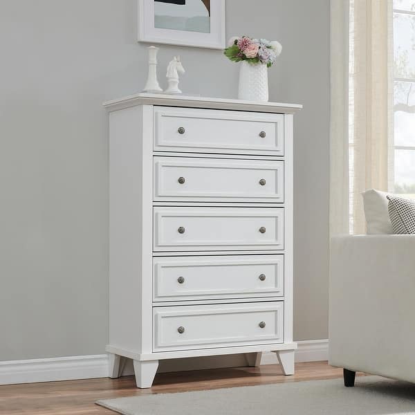 Dresser for Bedroom with 5 Drawers - Grey