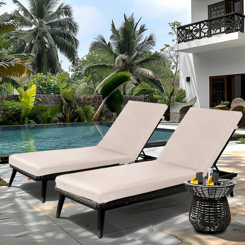 GDFStudio Maeve Outdoor Chaise Lounge Cushion with Removable Cover (Set of 2),ONLY CUSHIONS