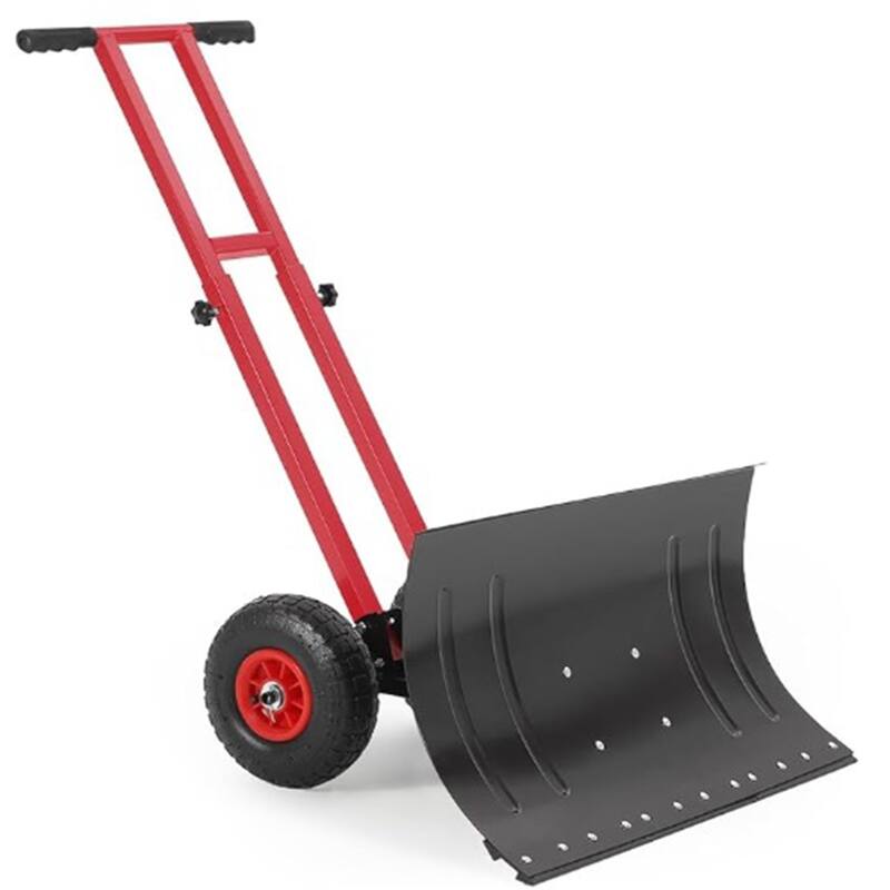 29x16.53 In Heavy Duty Rolling Snow Shovel With Wheels Double Armrests - 29x16.53 In - Black