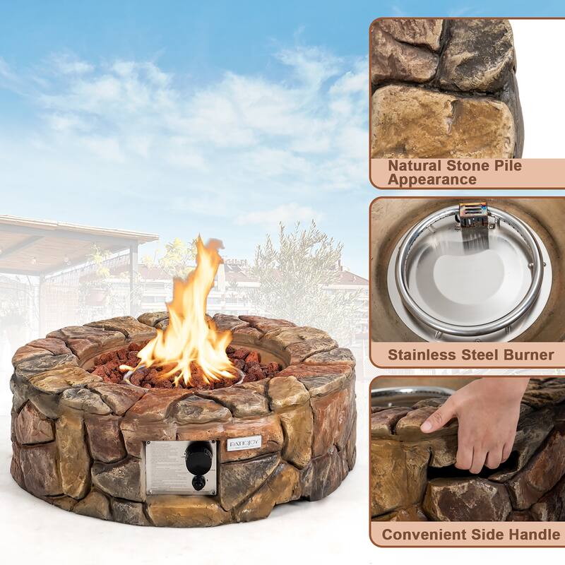 Costway 7PCS Patio Rattan Wicker Furniture Set Gas Fire Pit Table Sofa - See Details