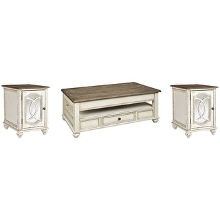 Signature Design by Ashley Realyn White/Brown 3-Piece Occasional Table Package - 47" W x 28" D x 18" H