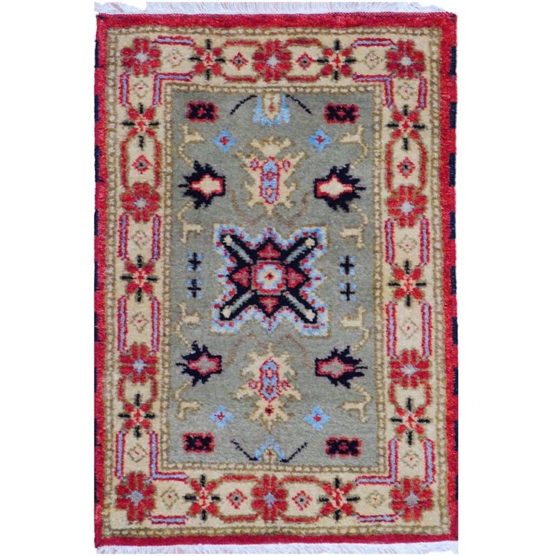 HERAT ORIENTAL Handmade Kazak Wool Rug - 2' x 3' - 2' x 3' - Olive