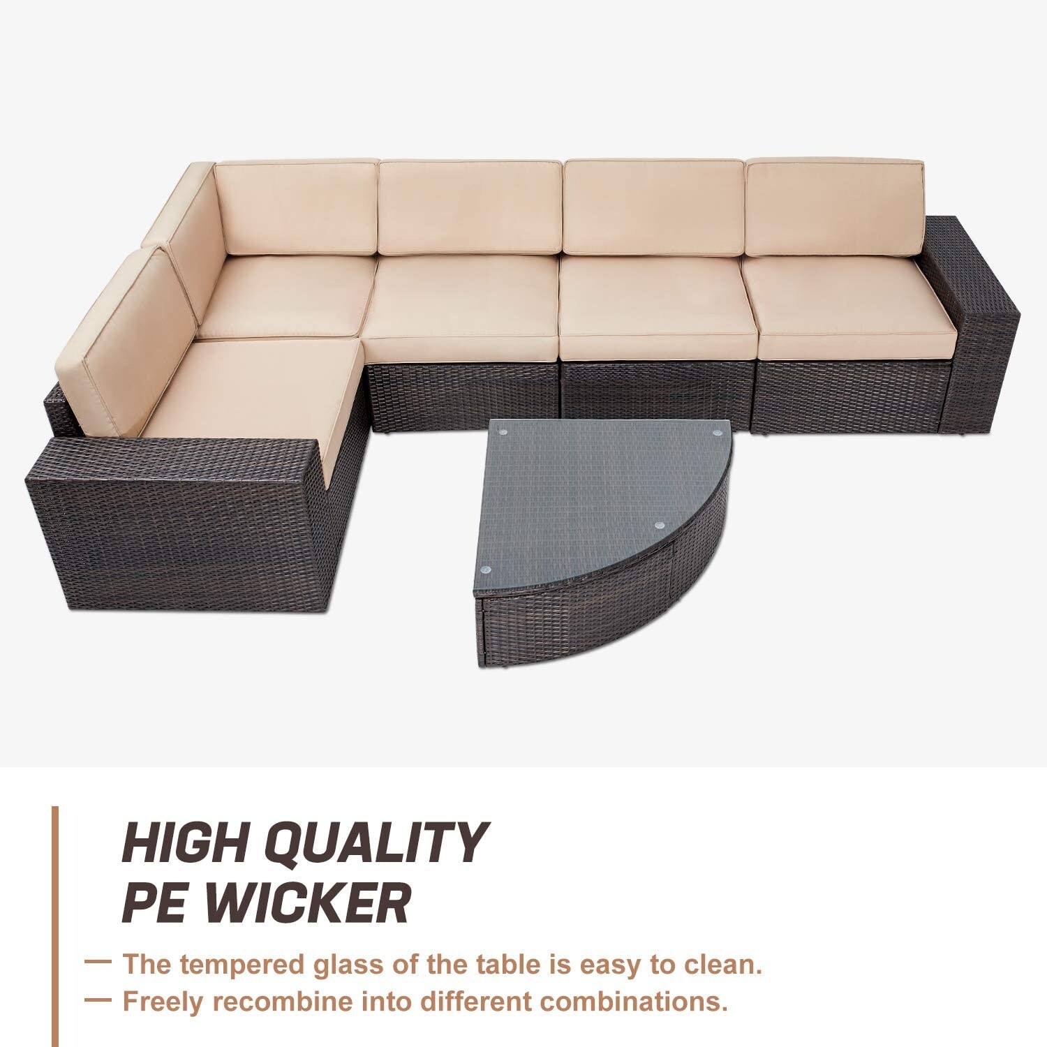 Shop Black Friday Deals On Suncrown Outdoor 6 Piece Brown Rattan Sectional Sofa Set With Table Overstock 29164288