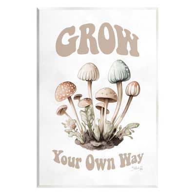 Stupell Groovy Mushrooms Grow Phrase Wall Plaque Art Design by Marla Rae