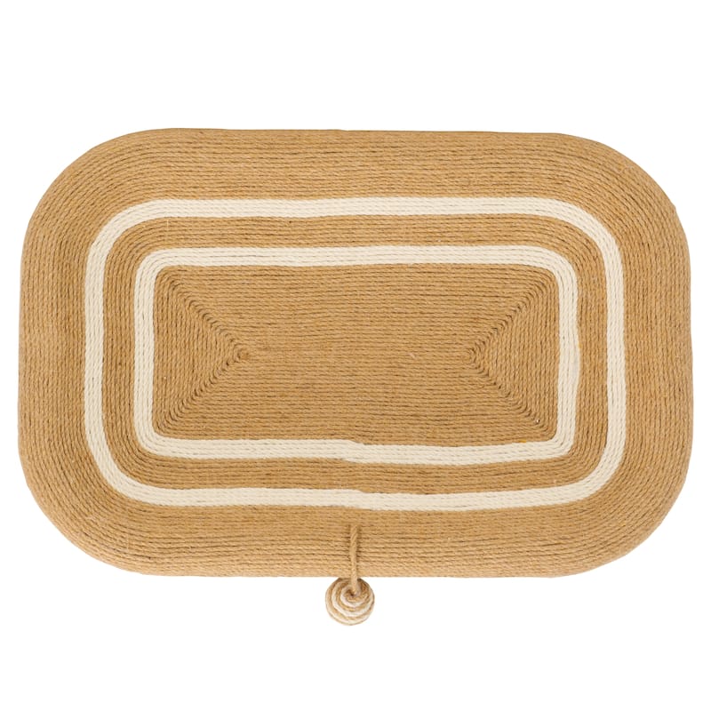SAFAVIEH Home Natural Ivory 16"W x 24"L x 4"H Cat Scratch Toy SquareJute Bed - 16''W x 24''L x 4''H