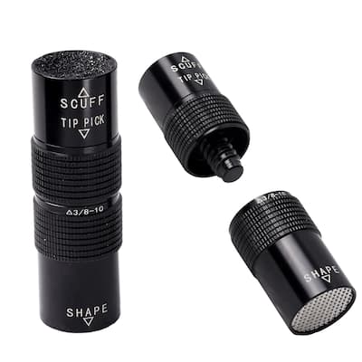 GSE™ Billiard Pool Cue Stick Tip Scuffer/Shaper/Aerator Tool with 3/8x10 Joint Protectors - Black