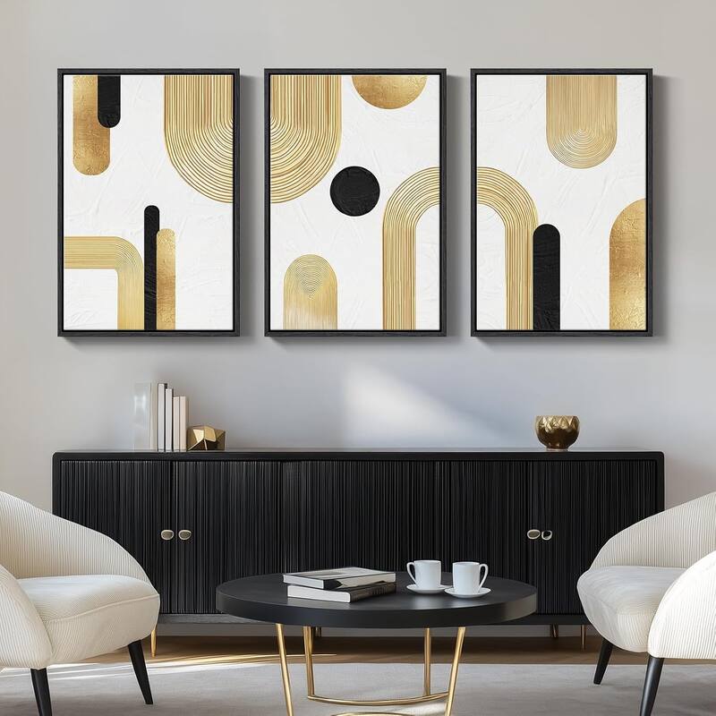 Wall Art for Minimalist Black White Gold Pictures
