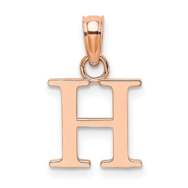 14k Rose Gold Polished H Block Initial Pendant 14k Rose Gold Polished H Block Initial Pendant