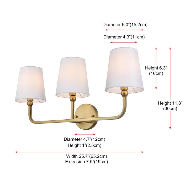 Elegant Lighting LD7322W26 Senna 3 Light 26" Wide Vanity Light