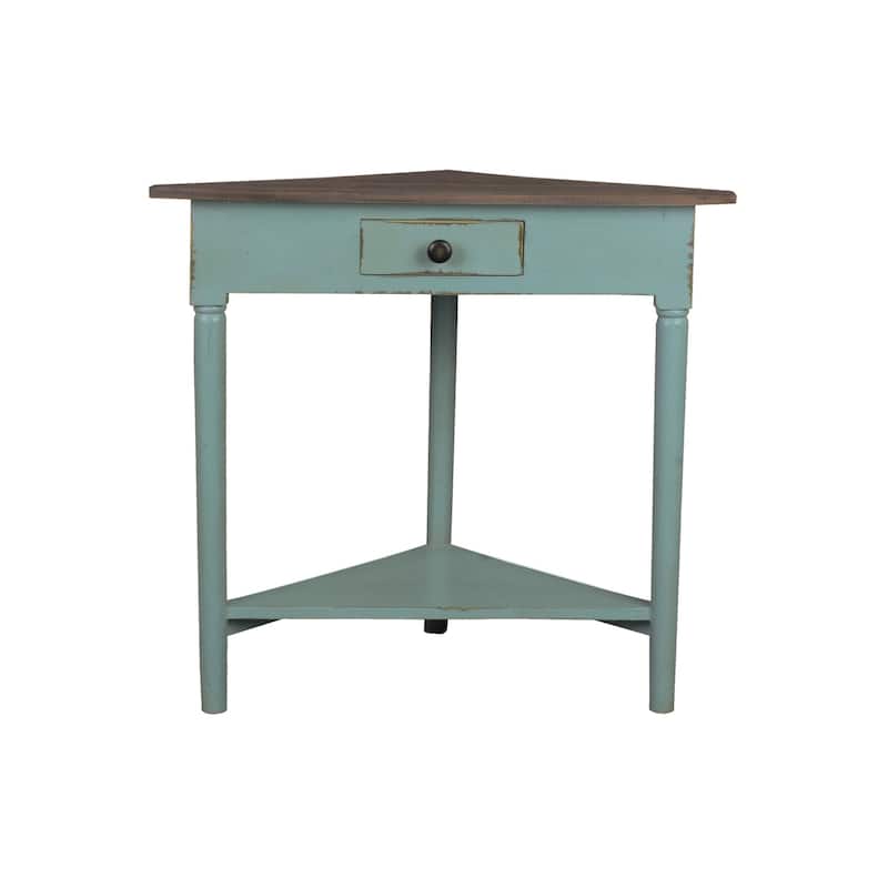 Corner End Table with Shelf - Solid Wood Accent Table - Triangle Side Table - Fully Assembled - Home Decor - 29.75