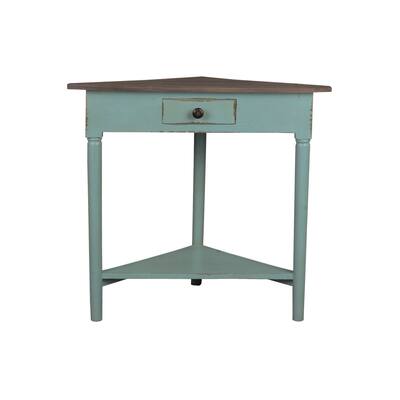 Corner End Table with Shelf - Solid Wood Accent Table - Triangle Side Table - Fully Assembled - Home Decor - 29.75