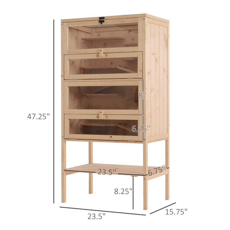 5-Tier Small Pet Cage for Hamsters and Mice with Solid Wood Frame Storage and Panels - 23.5" L x 15.75" W x 47.25" H