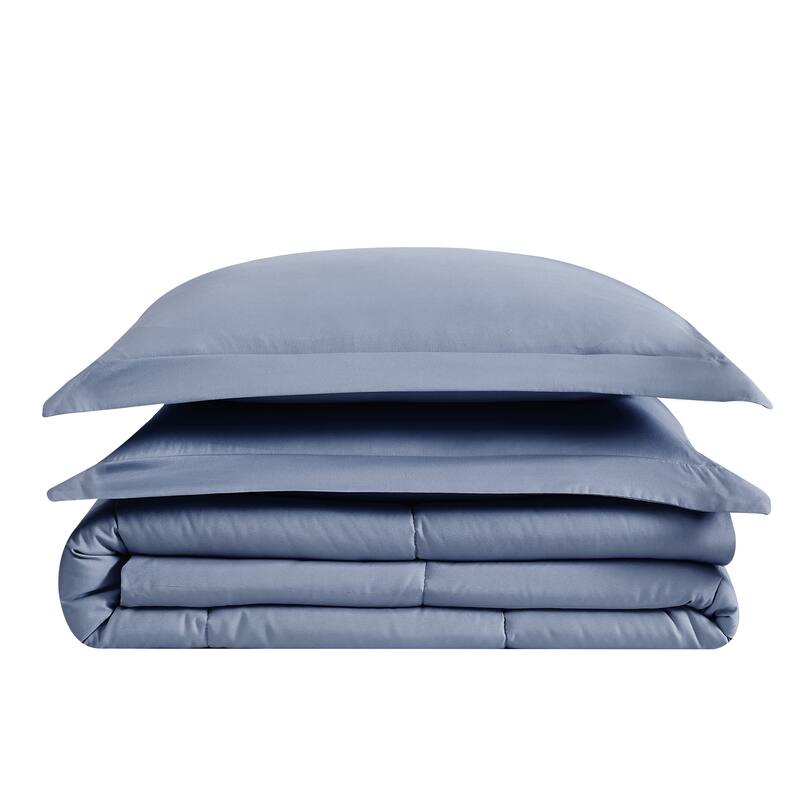 London Fog Garment Wash Solid 3 Piece Comforter Set - Blue - King