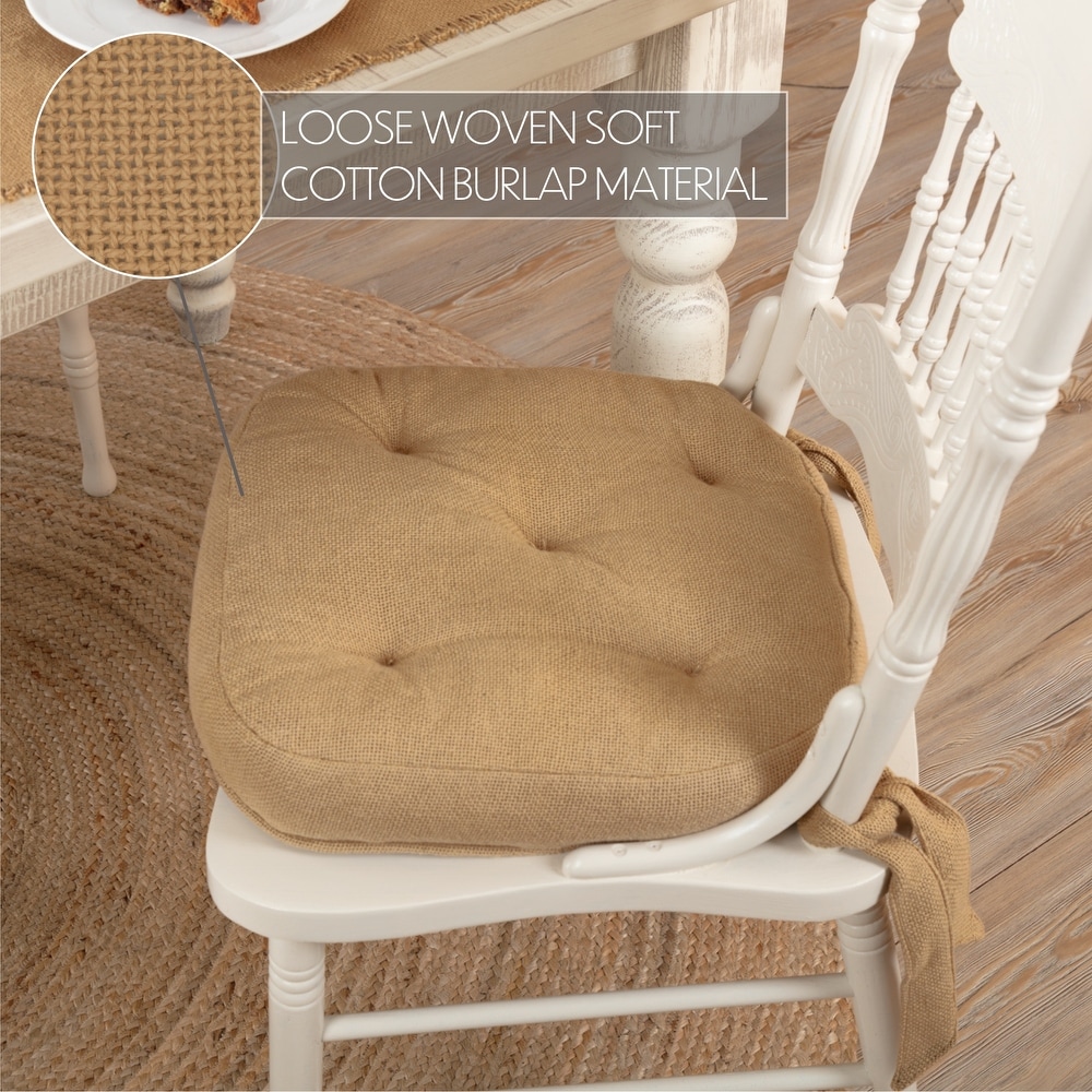 Natural Thin Chair Cushion with Tieback Straps and Removable Cover - Bed  Bath & Beyond - 28010101