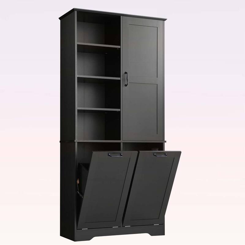 Stylish and Functional Bathroom Storage Cabinet with Doors,Drawers,Tilt-Out Laundry Hamper