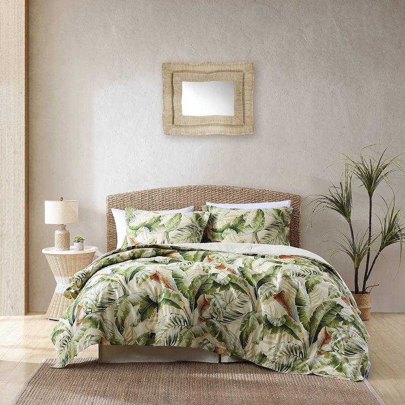 Tommy Bahama Palmiers Green Cotton Sateen Reversible 4-piece Comforter Set