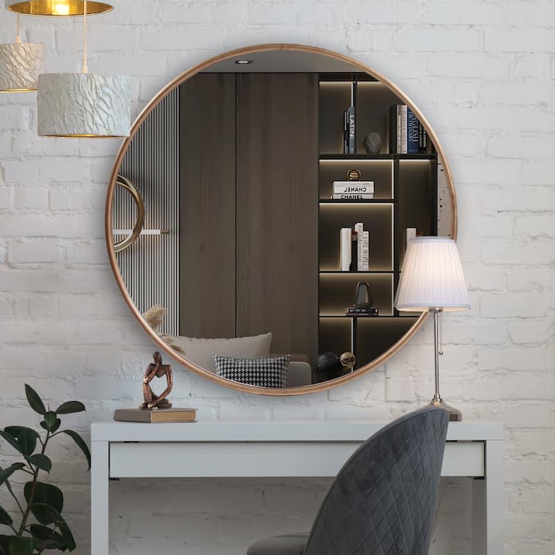Allan Andrews Round Contemporary Wall Mirror with Vintage Matte Finish - 47"D