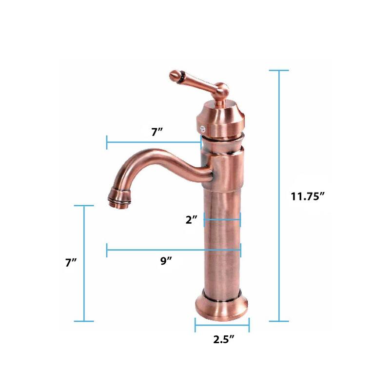 Brass Bathroom Faucets 11.75" Bathroom Faucet with Antique Copper Finish