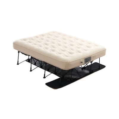 Inflatable Air Mattress with Frame and Pump for Camping or Guest Use