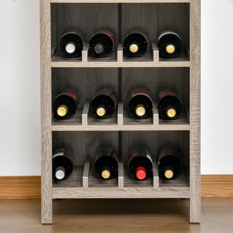 HOMCOM Wine Cabinet Bar Display Cupboard with Glass Door and 3 Storage Compartment for Home Bar - N/A