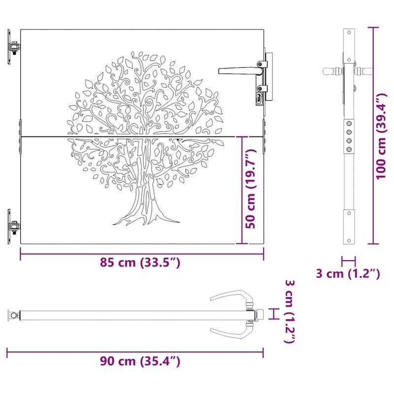 vidaXL Garden Gate Corten Steel Tree Design
