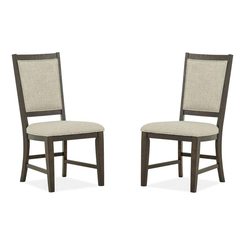 Magnussen Home Westley Falls Graphite Step Upholstered Side Chair Two Pack - 19.75''W x 24''D x 39.75''H - 19.75''W x 24''D x 39.75''H - Set of 2 - Graphite - Dining Height