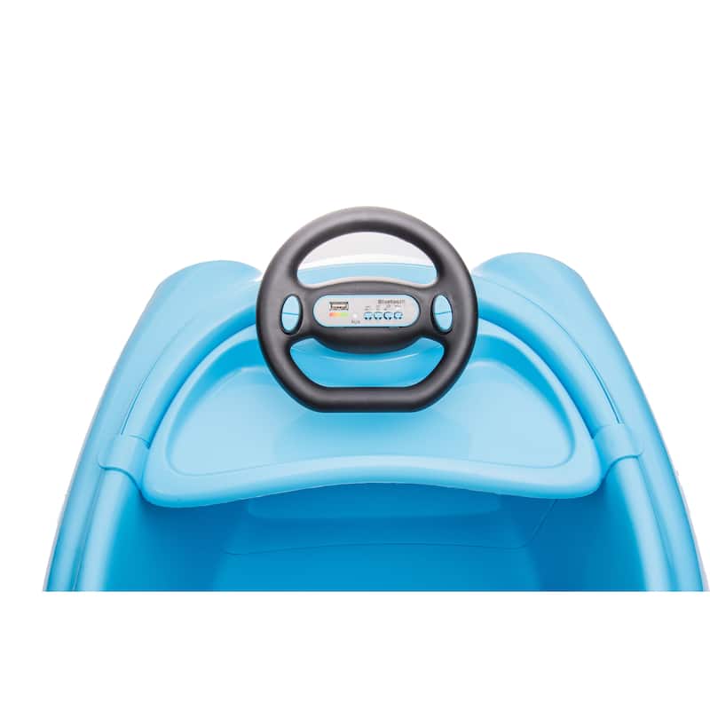 Car for Kids, 12v Dual Drive 1-6 Years Old Electric Car with Pushrod Dinner Plate USB BT Music Rocking Horse Mode Anti-Collision