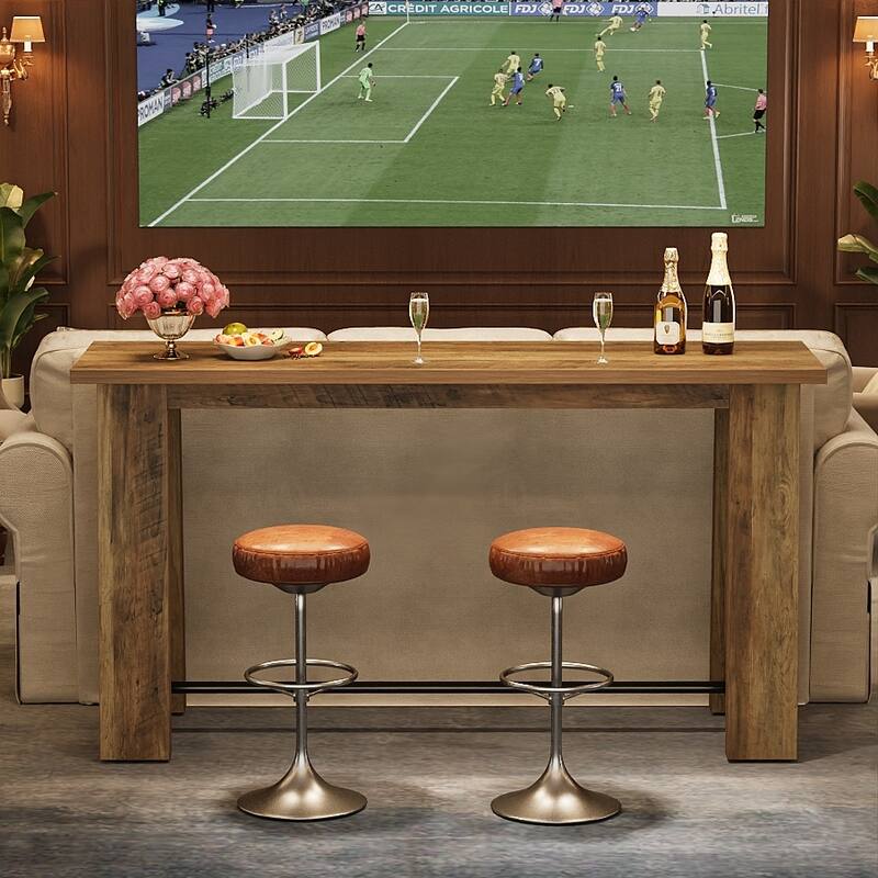 Bar Table, Counter Height Pub Table, 63" Rectangular High Top Kitchen Dining Tables for Dining Room, Living Room, Bistro