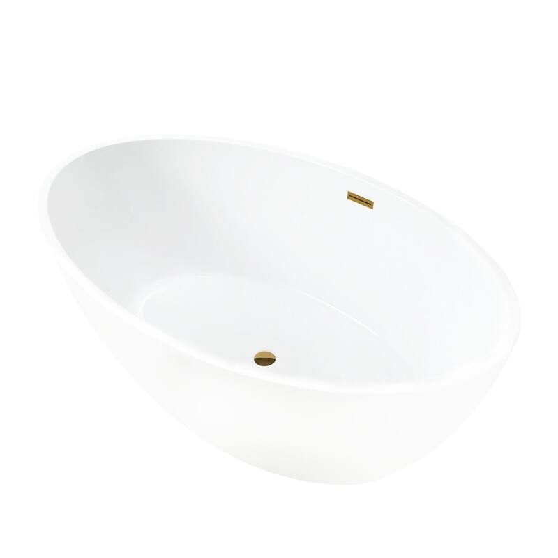 Vanity Art 69" Freestanding Acrylic Soaking Bathtub with Slotted Overflow & Pop-up Drain