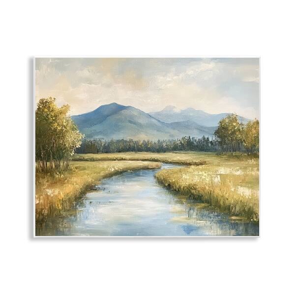 Stupell River Bend with Tall Grass Wall Plaque Art Design By Petal ...