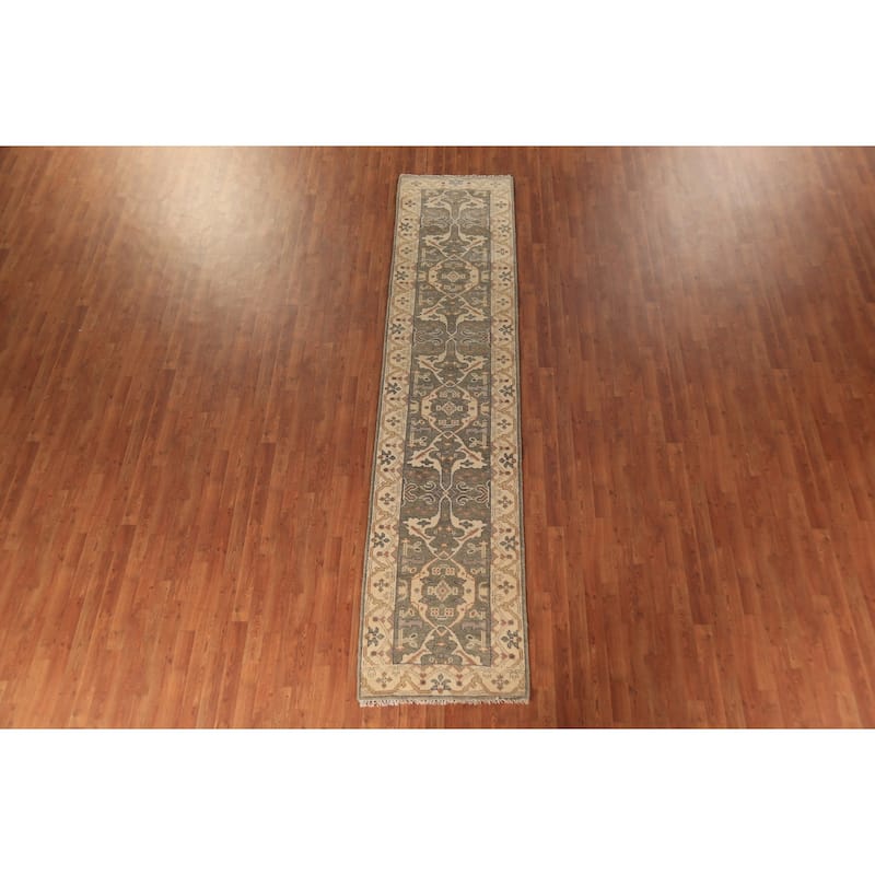 All-Over Oushak Oriental Runner Rug Handmade Wool Carpet - 2'8" x 11'6"