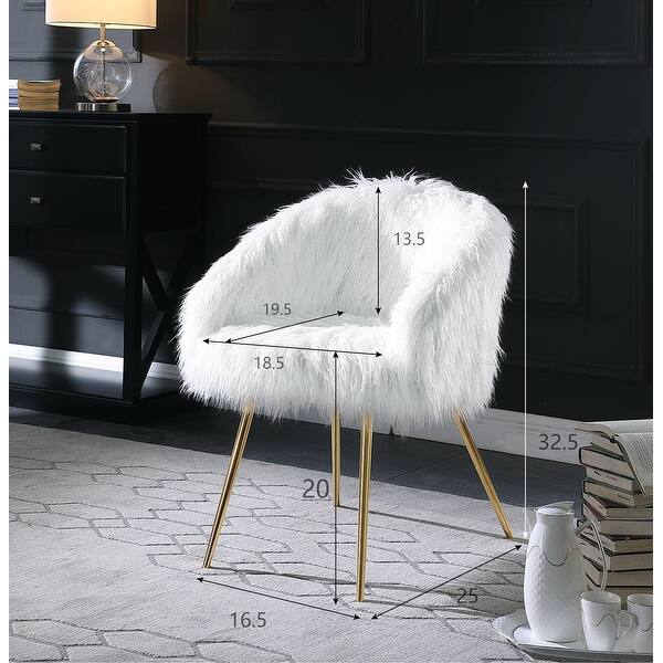 Roundhill Furniture Ravni Faux Fur Accent Armchair with Gold Legs