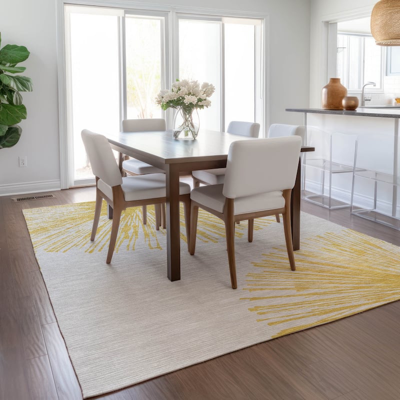 Machine Washable Indoor/ Outdoor Chantille Contemporary Burst Rug