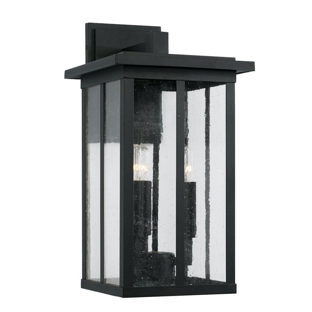 Barrett 9.25" 3-light Outdoor Wall Lantern w/ Antiqued Glass