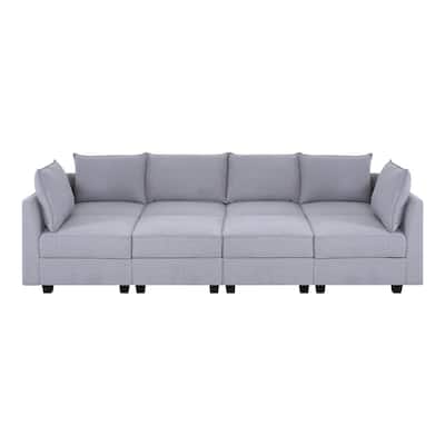 Modern 6-Seater DIY Convertible Modular Sectional Sofa Collection with Ottomans combo