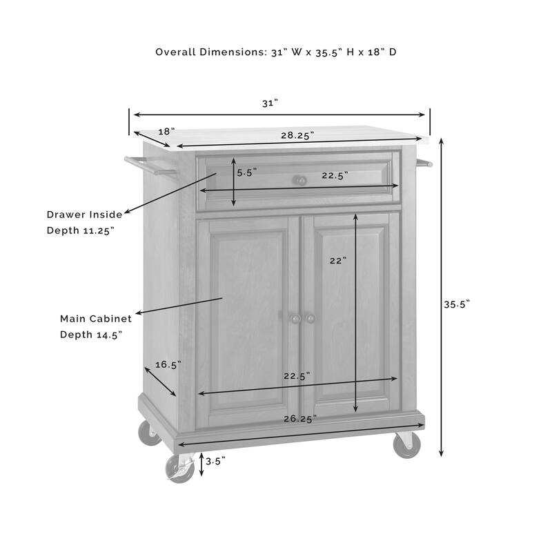 Kitchen Island Cart with Granite Top & Casters - Mobile Kitchen Storage Island - Modern Kitchen Island