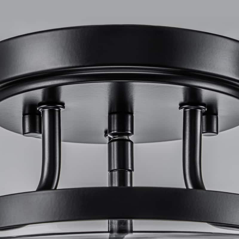 4-Light Farmhouse Black Lantern Glass Semi Flush Mount