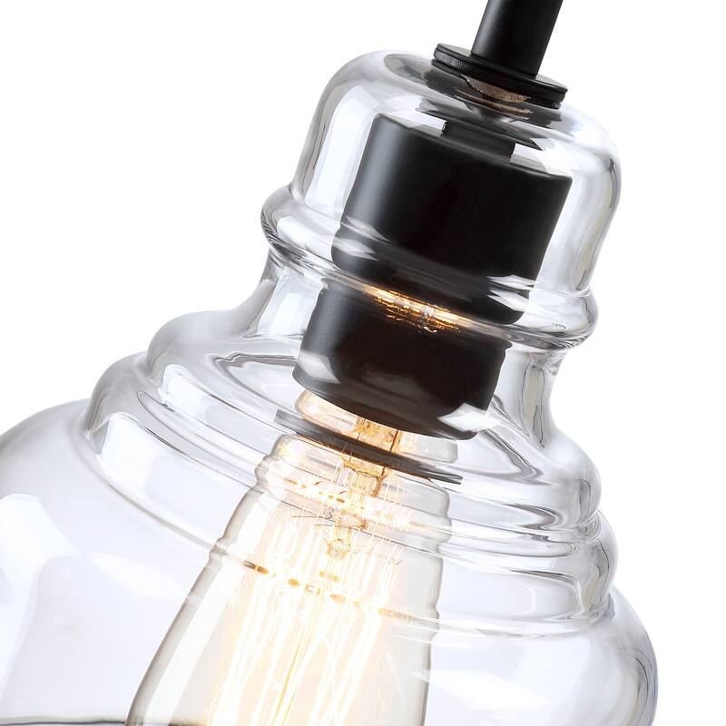 1-Light 70-in Matte Black Mini Pendant Light With Clear Glass Shade - Matte Black - 8.3in 3-Pack
